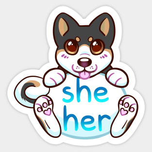 Doggy Pronouns - She/Her Sticker